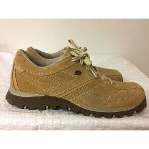 Skechers Retro Lace Up Tan Leather Suede Oxfords Fashion  Shoes 99364  SIZE 10